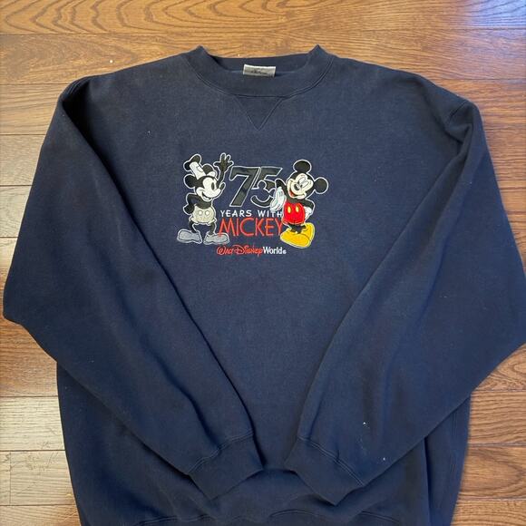 Disney Sweaters - Vintage Walt Disney World Embroidered Navy Crew Neck Size XL